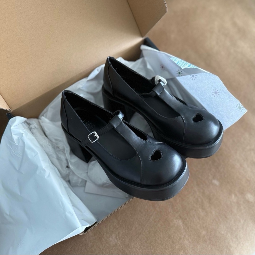 Dolls Kill Black Heart Cutout Platform Shoes